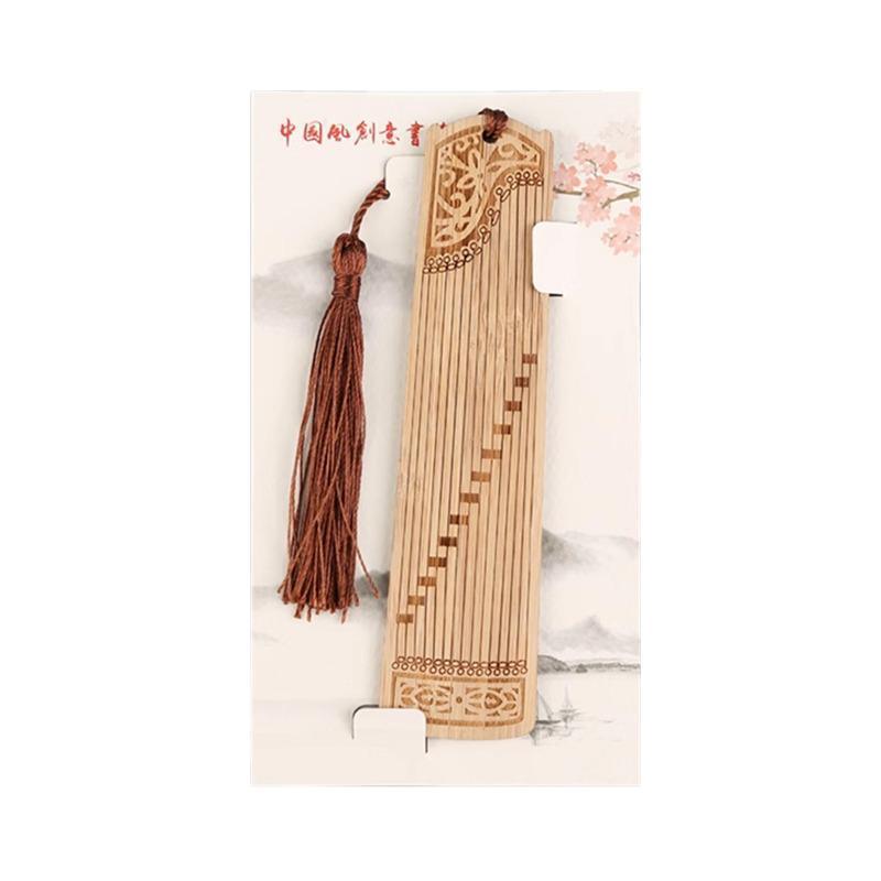 Chinese Style Bass Book Folder Book Clip Bamboo Bookmark Guitar Bookmark Lable - Pipa - Chrysanthemum