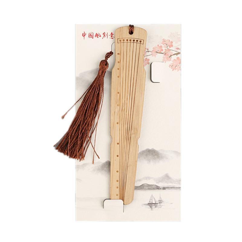 Chinese Style Bass Book Folder Book Clip Bamboo Bookmark Guitar Bookmark Lable - Ruan Pipa Bookmark - Bamboo