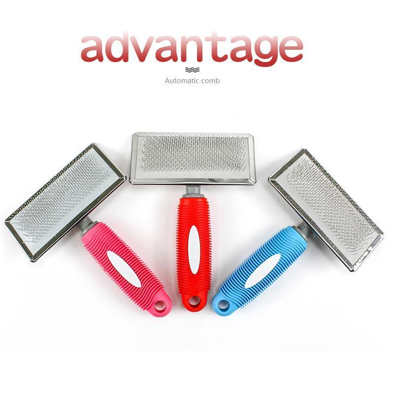 L Size Hair Shedding Grooming Trimmer Comb Brush Slicker Undercoat Rake Pet Dog Cat - Blue