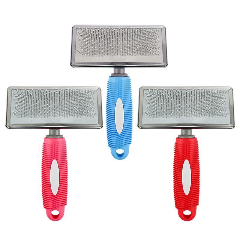 L Size Hair Shedding Grooming Trimmer Comb Brush Slicker Undercoat Rake Pet Dog Cat - Pink