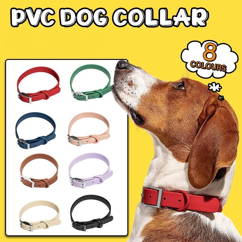 PVC Dog Collar Working Dog Kennels Waterproof Soft Adjustable for Pets M Size - Black