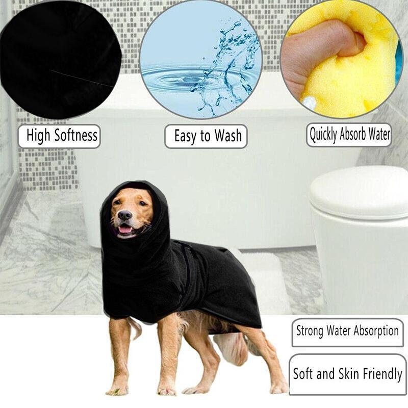 Dog Puppy Hoodies Jacket Solid Coat Pet Winter Soft Warm Clothes S-5XL Black - 2XL