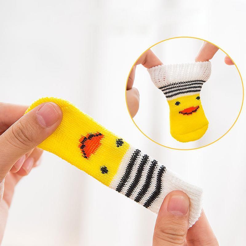 Non Slip Pet Socks for Dogs and Cats Knitted Paw Protector with Grips L Size - Yellow ducklings