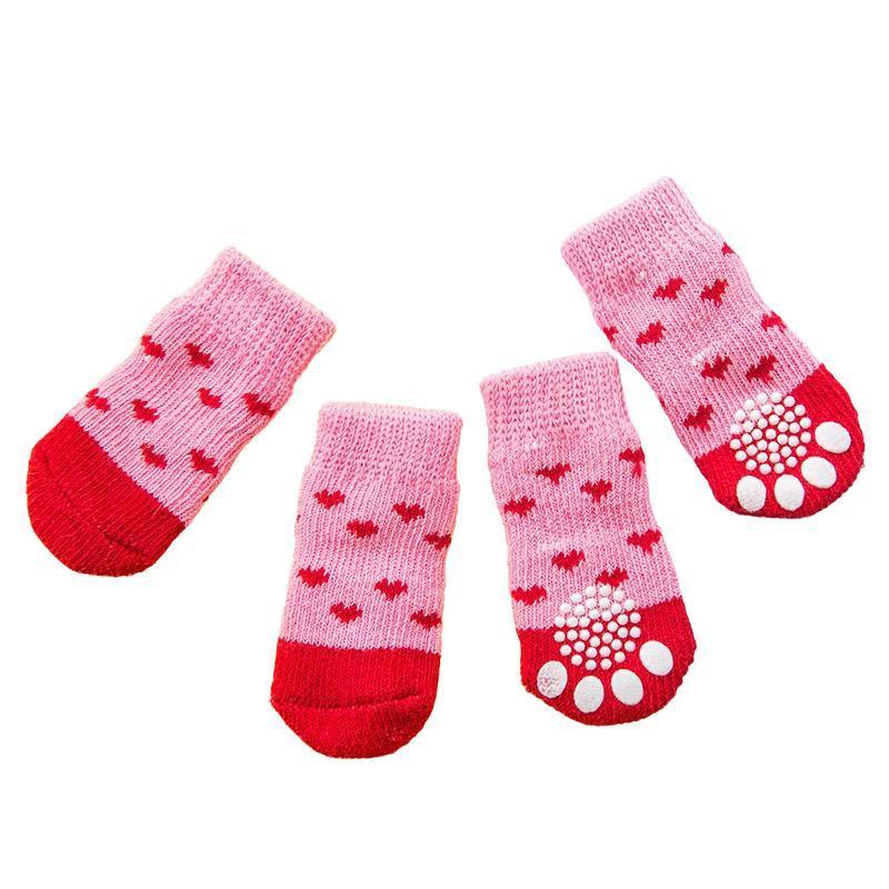 Non Slip Pet Socks for Dogs and Cats Knitted Paw Protector with Grips L Size - Yellow ducklings