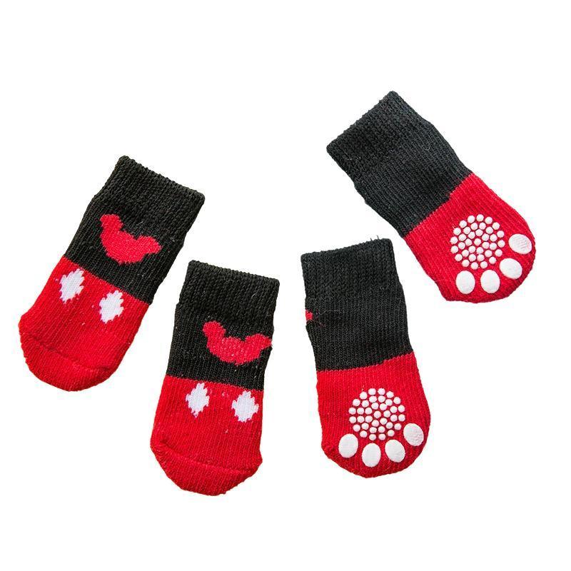 Non Slip Pet Socks for Dogs and Cats Knitted Paw Protector with Grips L Size - Blue bear