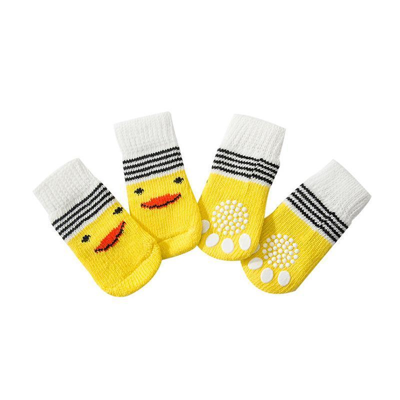Dog Socks Non-Slip Grip Slip Anti-Slip - Puppy Cat Pet Shoes Slippers M Size - Red bear