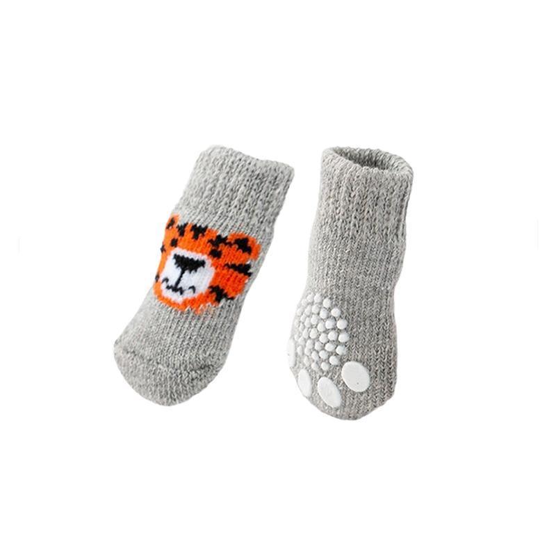 Dog Socks Non-Slip Grip Slip Anti-Slip - Puppy Cat Pet Shoes Slippers M Size - Red bear