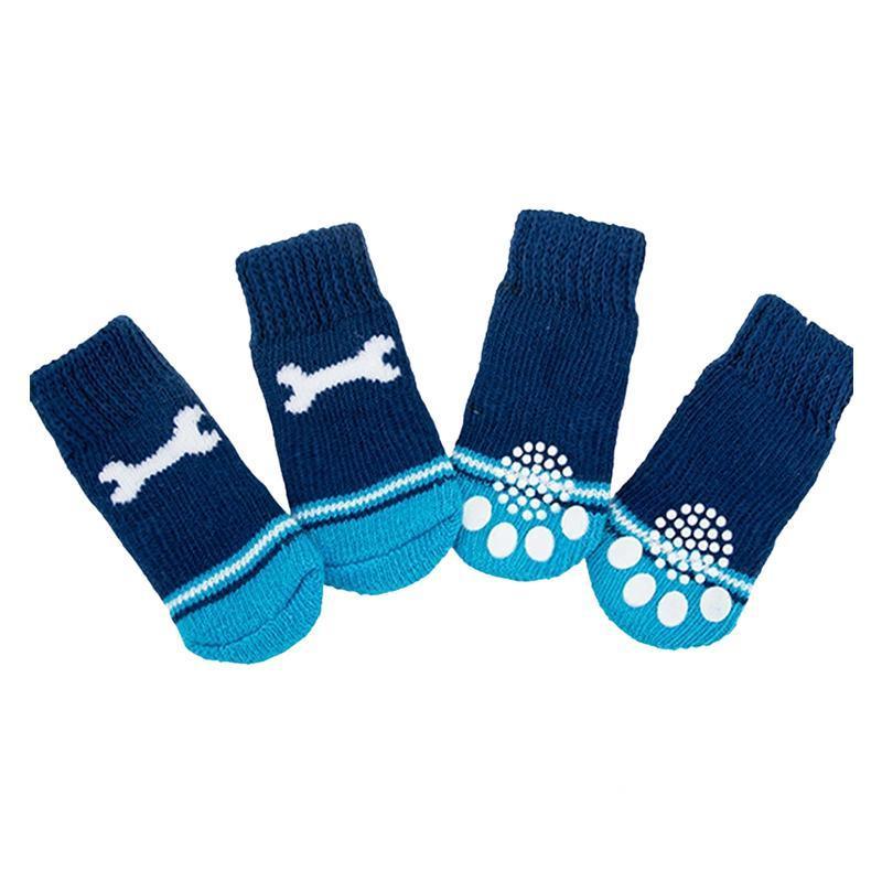 Dog Socks Non-Slip Grip Slip Anti-Slip - Puppy Cat Pet Shoes Slippers M Size - Grey stripes