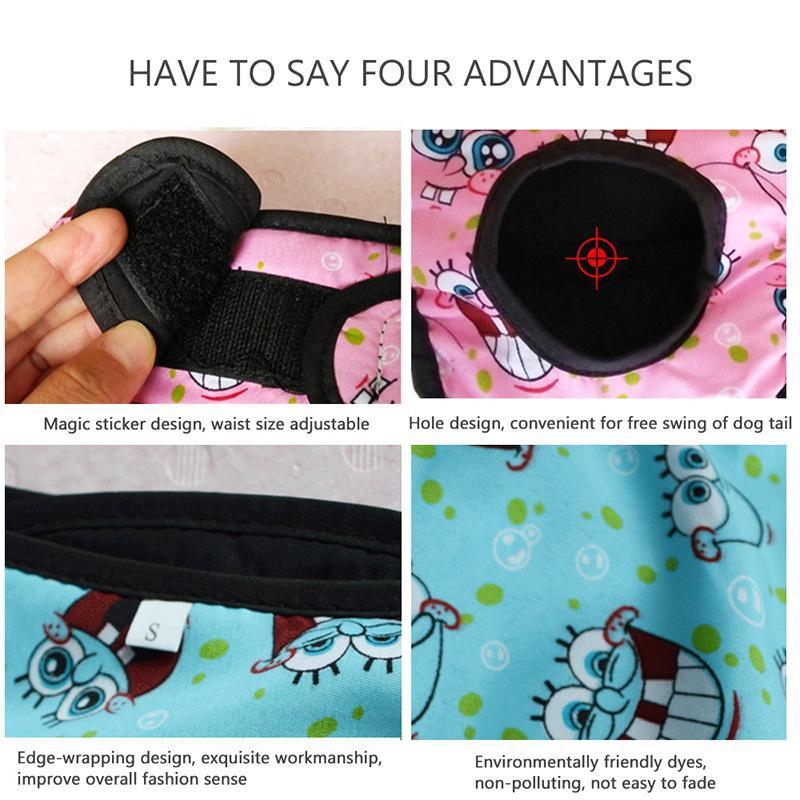 Washable Female Pet Dog Cat Nappy Diaper Physiological Pants Panties Underwear Red - XS