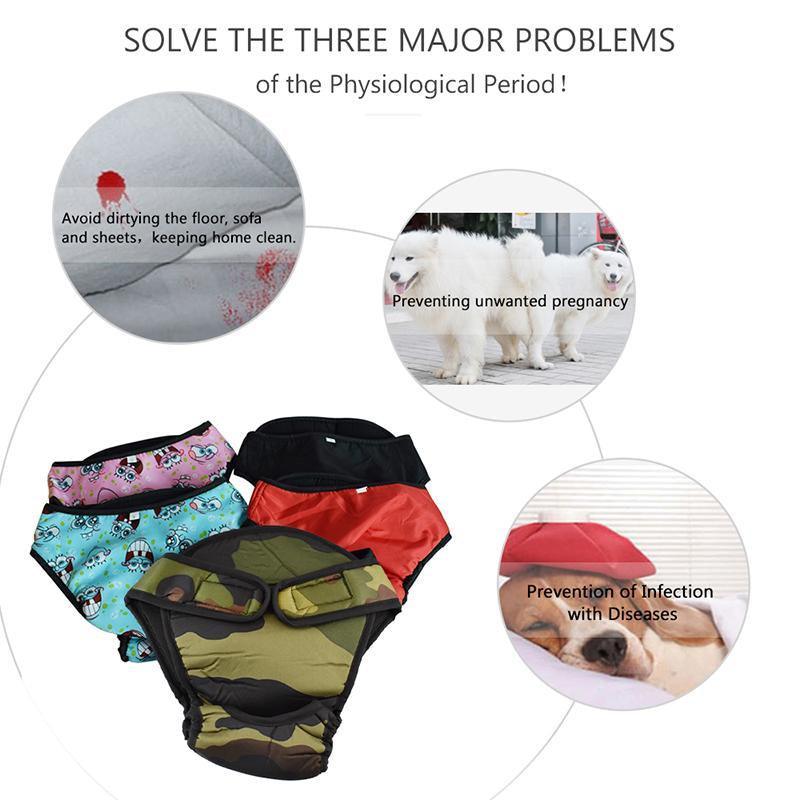 Washable Female Pet Dog Cat Nappy Diaper Physiological Pants Panties Underwear Black - L
