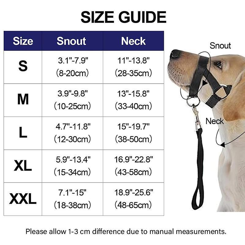 Black Dog Training Head Collar Halter Stop Pulling Training Tool Harness Strap Leader - L