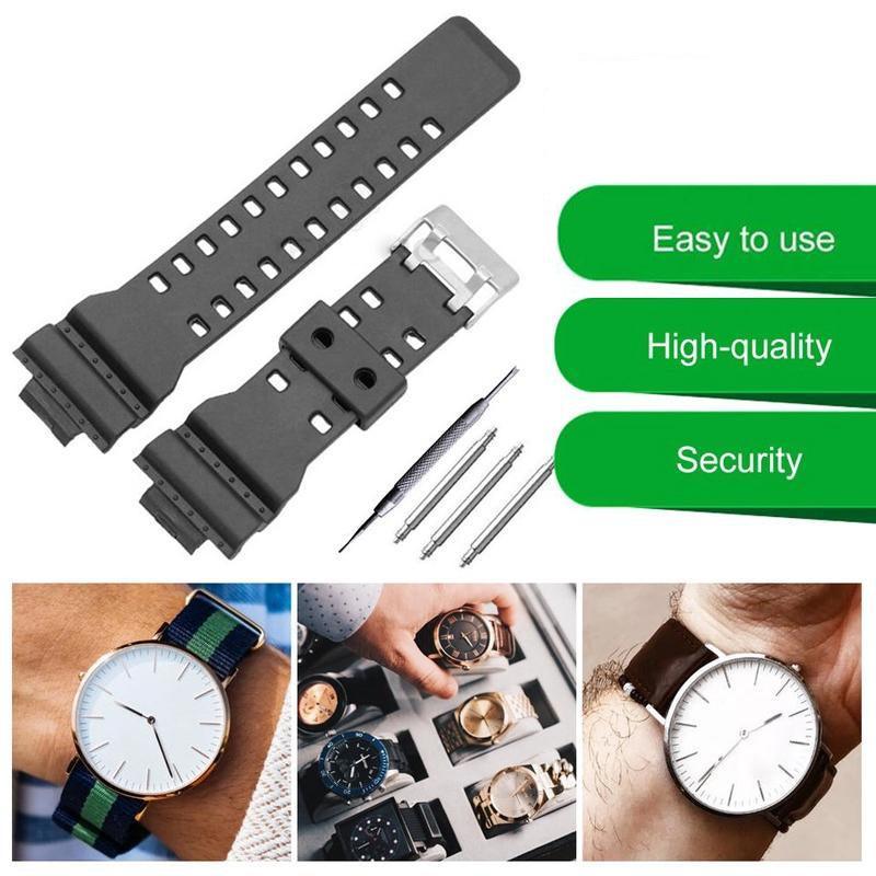 16mm TPU Watch Strap Compatible with G Series GA100 G8900 GW8900 with Tool Pins - Dark Blue