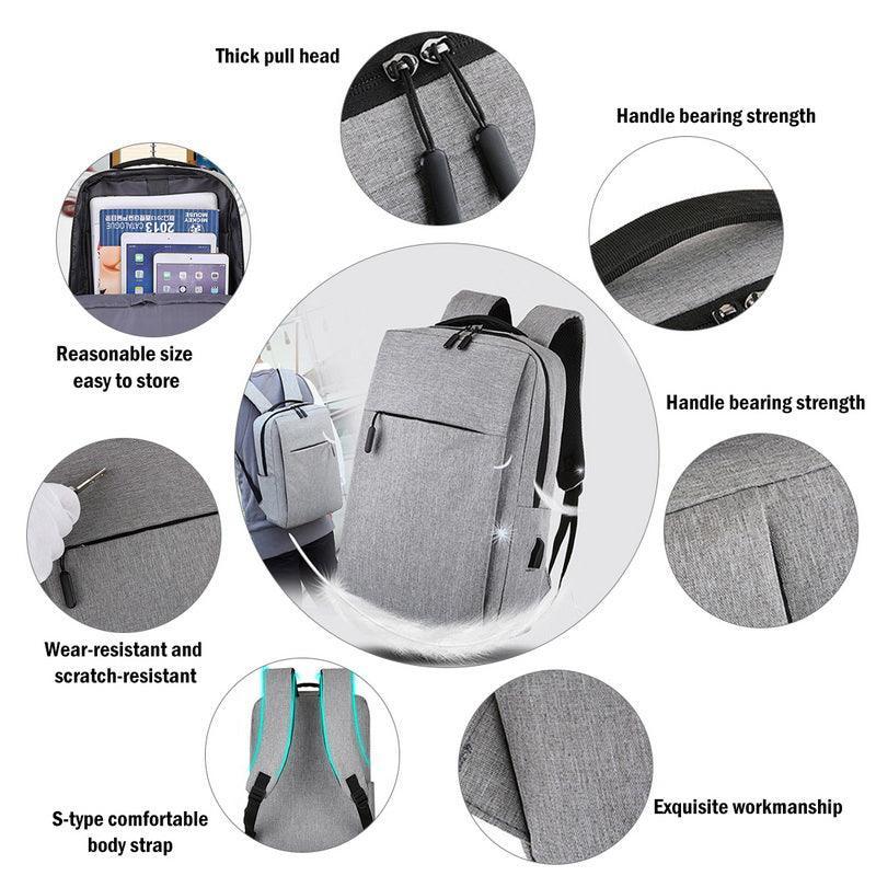 Waterproof Laptop Backpack Bag for Men Women School Travel Business Use - Grey 1 Zipper