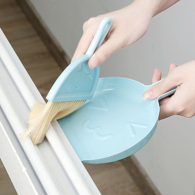 Mini Desktop Sweep Cleaning Brush Keyboard Brush Small Broom Dustpan Set - Blue