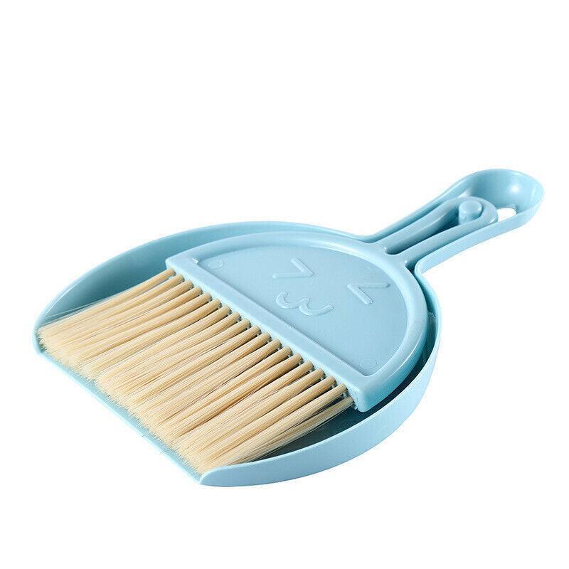 Mini Desktop Sweep Cleaning Brush Keyboard Brush Small Broom Dustpan Set - Blue