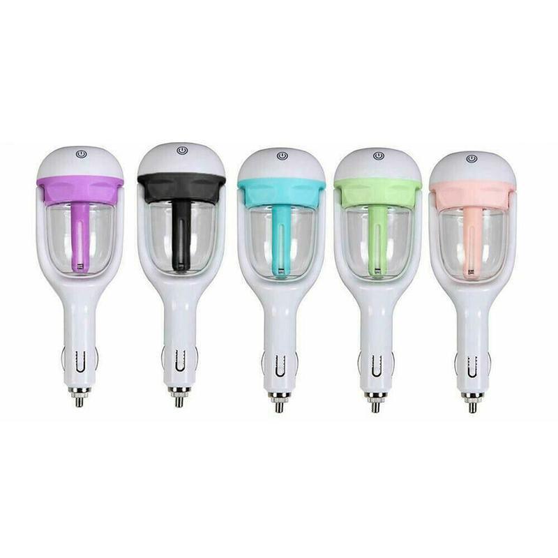 Mini Car Air Humidifier Essential Oil Diffuser Ultrasonic Aroma Mist Purifier - Black