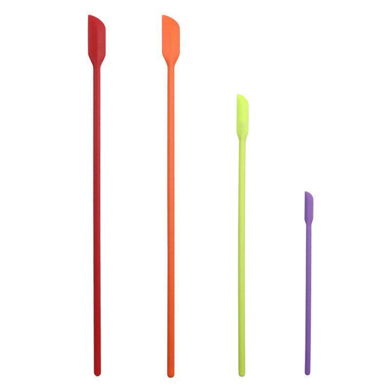 4X Silicone Mini Spatula Jar Scraper Scoop Tip Long Spatula Cosmetic Bottle B8A3 - Purple