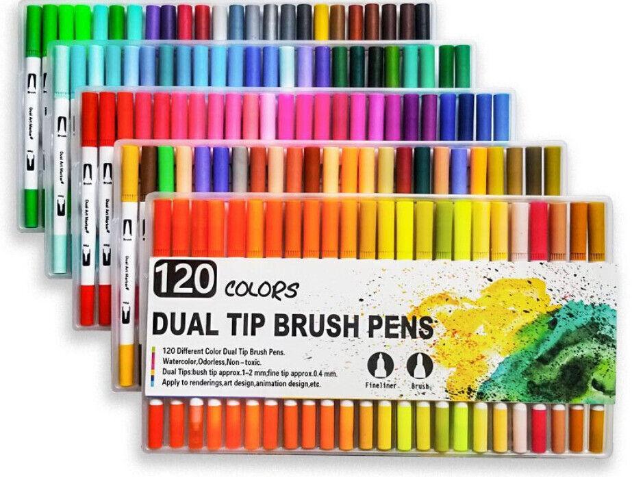 12-120 Watercolor Brush Pen Set Artist Sketch Marker - Black-12 Colours