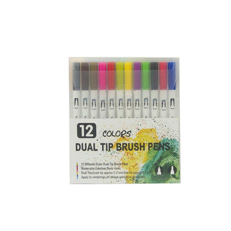 12-120 Watercolor Brush Pen Set Artist Sketch Marker - Black-36 Colours