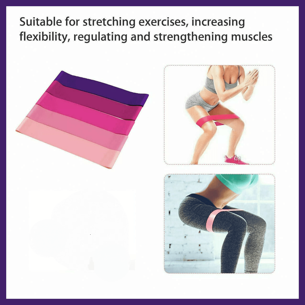 Exercise Resistance Bands Loop Power Strength Training Fitness Yoga Pilates Gym - Rose Red (600*50*0.9MM)