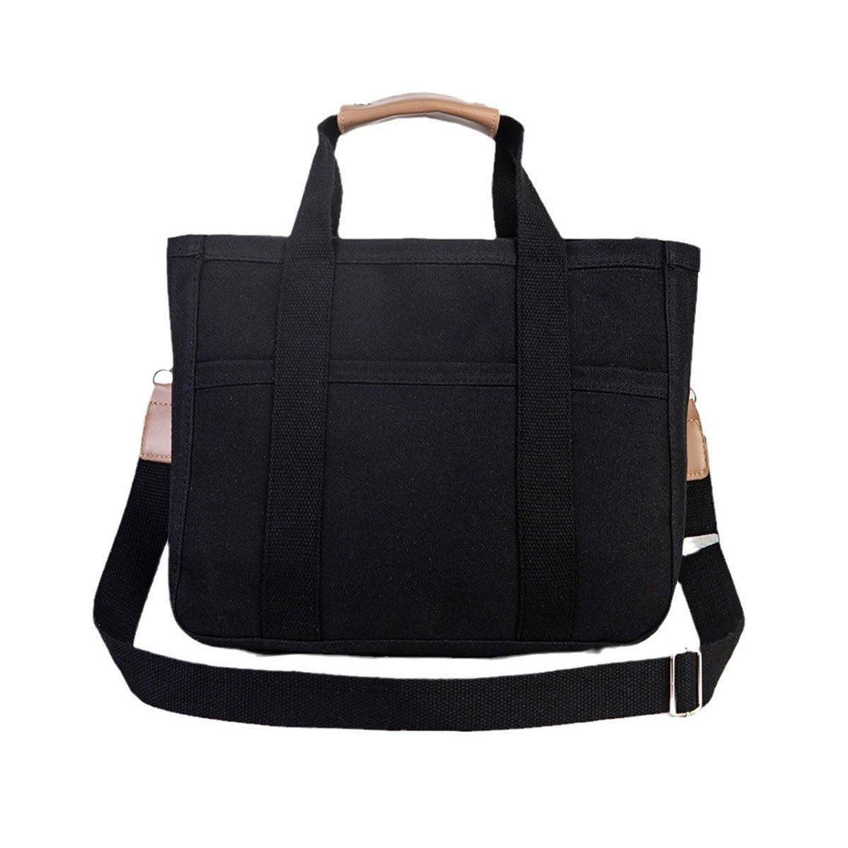 Stylish Multifunctional Mummy Bag Canvas Shoulder Crossbody Handheld Tote Bag - Black