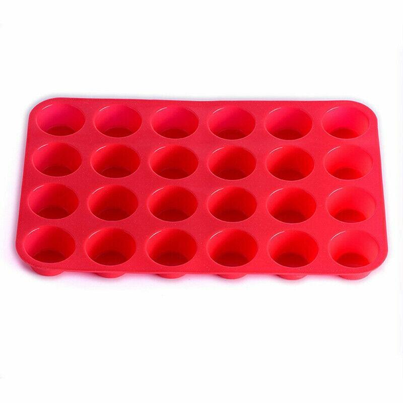 24 Cavity Pan Tray Silicone Mini Cupcake Cookie Baking Mold Au - Blue