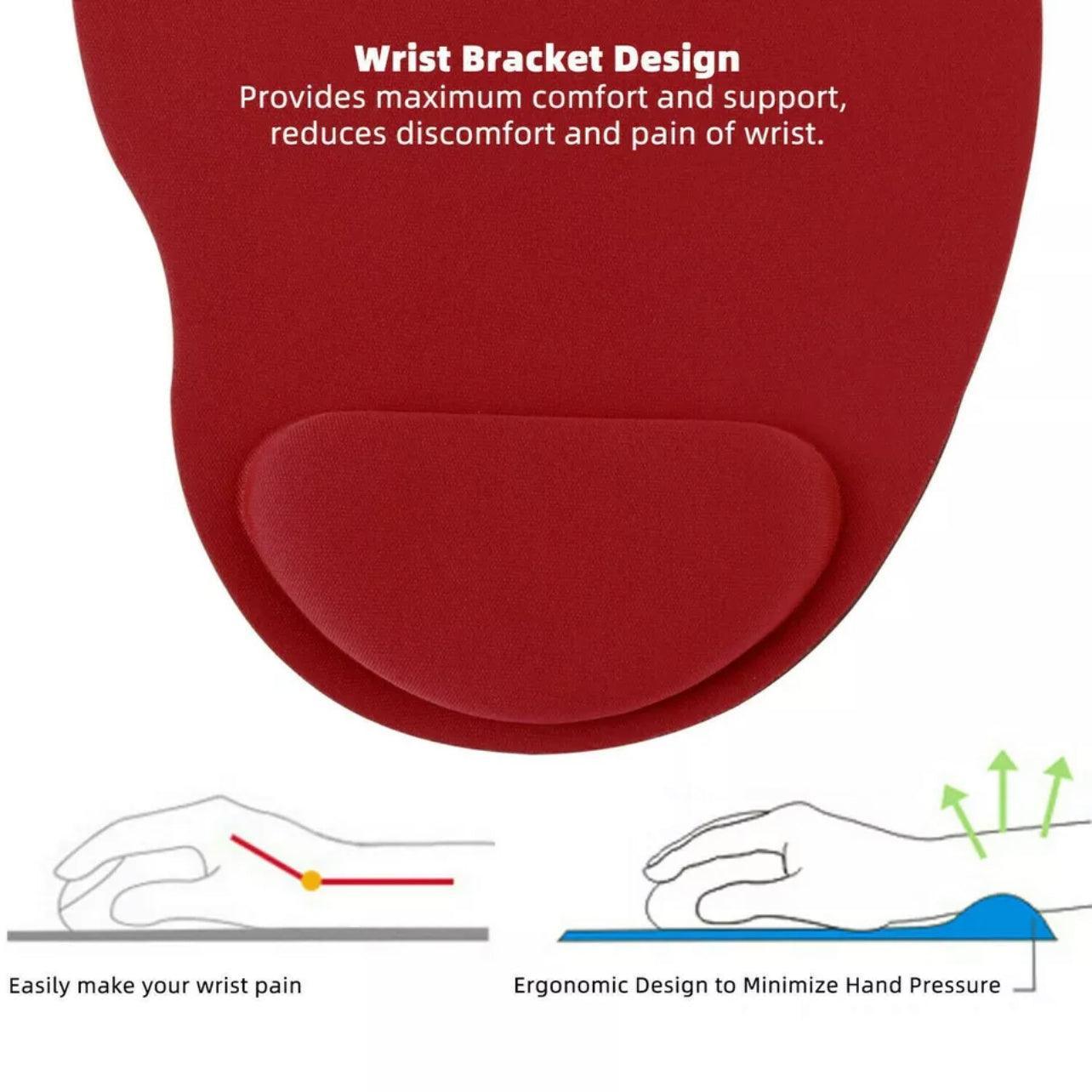 Comfort Mouse Pad with Built In Wrist Support Non Slip Ergonomic Mice Mat - Orange
