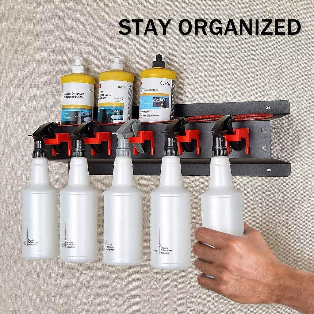 Car Wash Spray Bottle Holder Wax Abrasive Rack Wall Mount Detailing Storage Rack