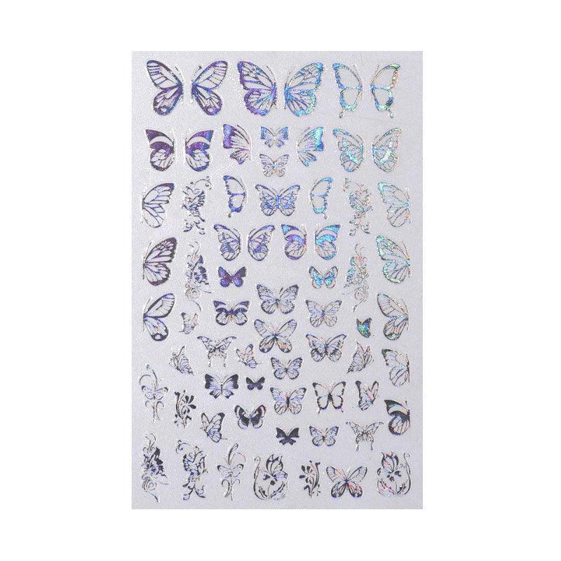 3D Nail Butterfly Design Sticker Decor Decal Holographic Laser Nail Art Sticker - Gold L-02