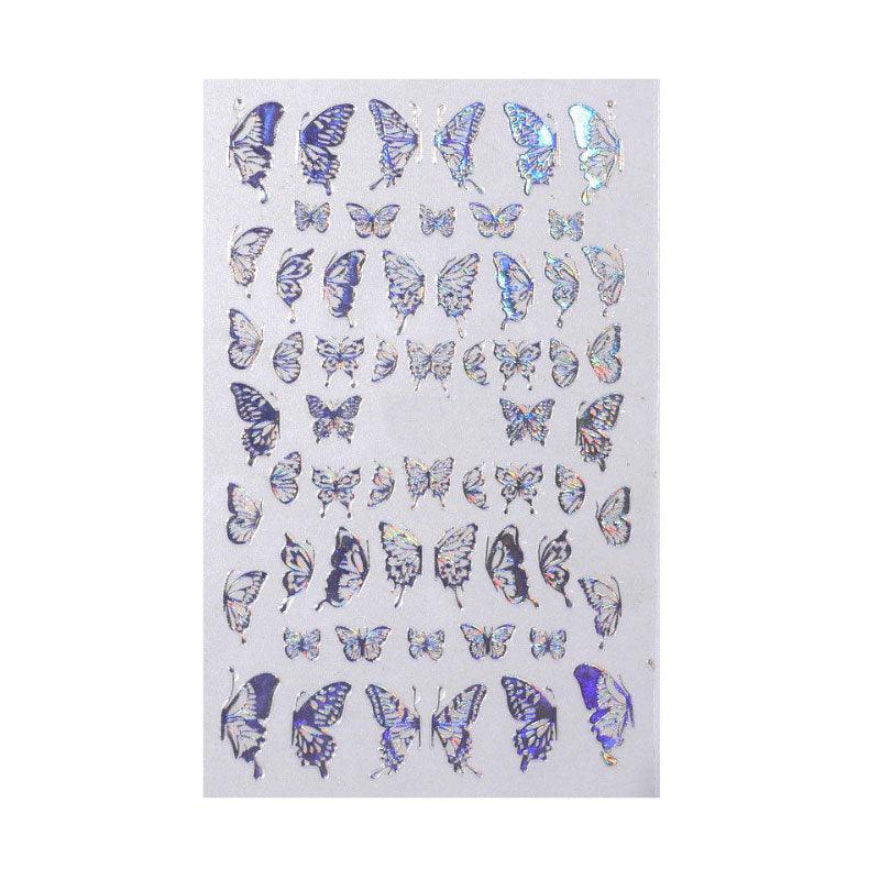 3D Nail Butterfly Design Sticker Decor Decal Holographic Laser Nail Art Sticker - Gold L-04