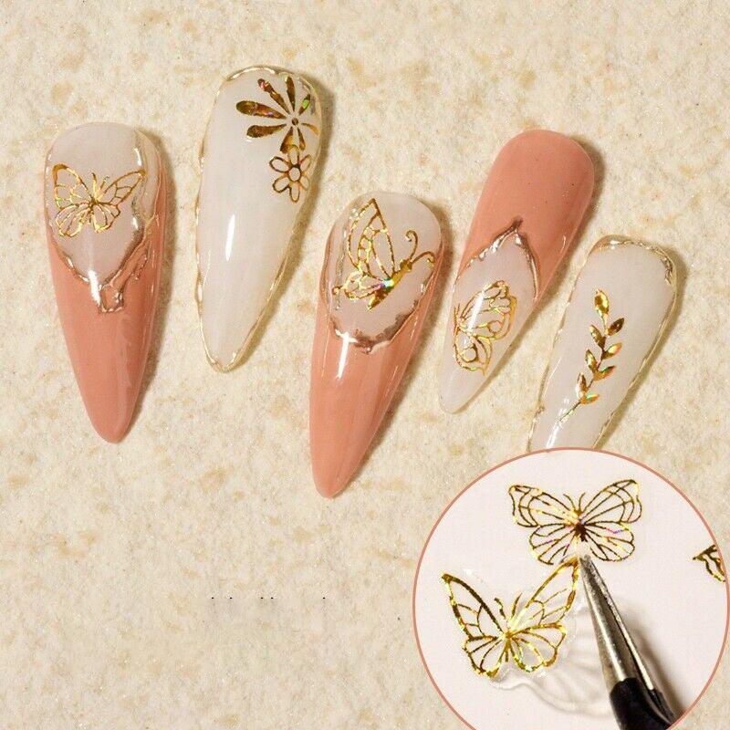 3D Nail Butterfly Design Sticker Decor Decal Holographic Laser Nail Art Sticker - Silver L-02