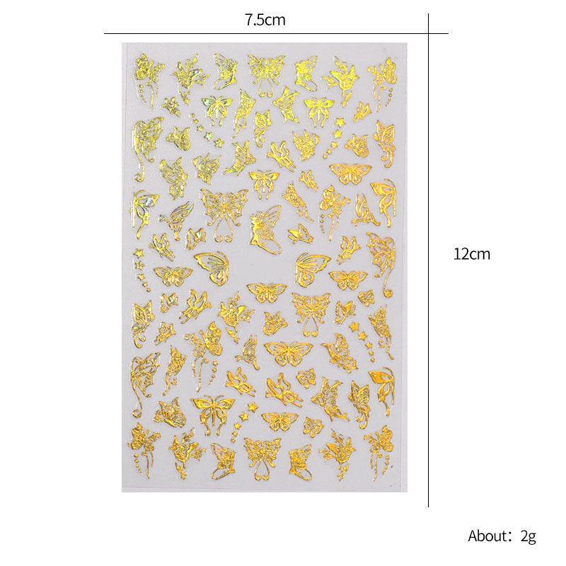 3D Nail Butterfly Design Sticker Decor Decal Holographic Laser Nail Art Sticker - Silver L-04