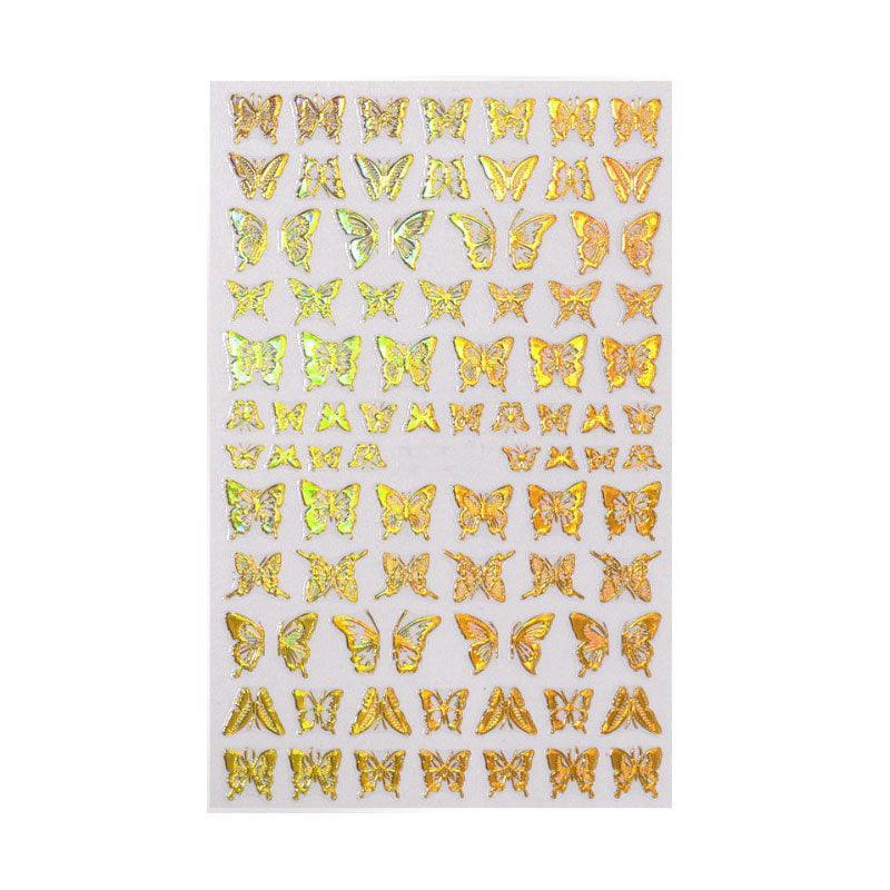 3D Nail Butterfly Design Sticker Decor Decal Holographic Laser Nail Art Sticker - Silver L-04