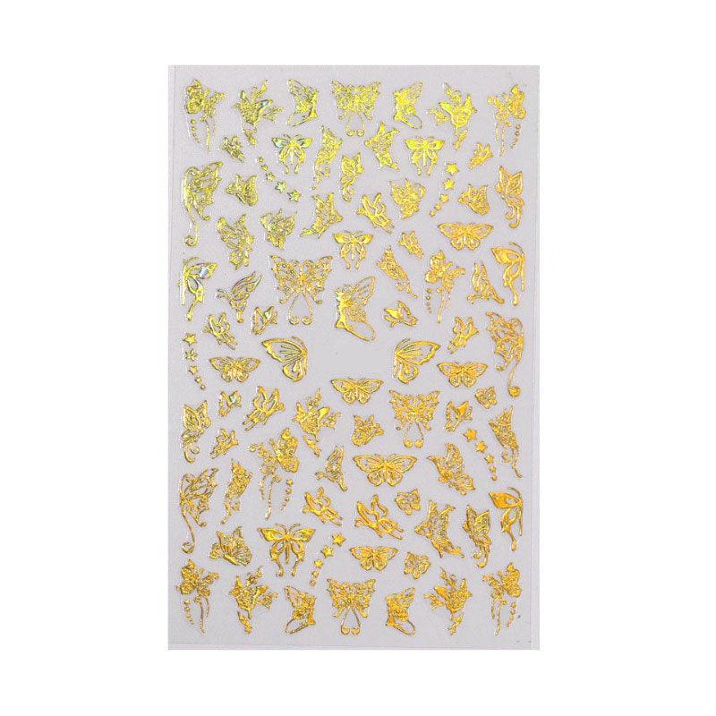 3D Nail Butterfly Design Sticker Decor Decal Holographic Laser Nail Art Sticker - Silver L-04