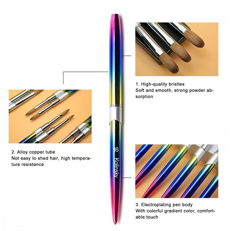 Kolinsky Acrylic Nail Art Brush Manicure Powder Professional Tools Size 2-18 - 14#