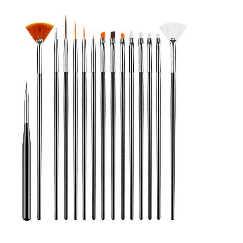 Nail Art Design Brushes Dotting Pen Tool Set Painting Uv Gel Drawing Brush 15Pcs - Black