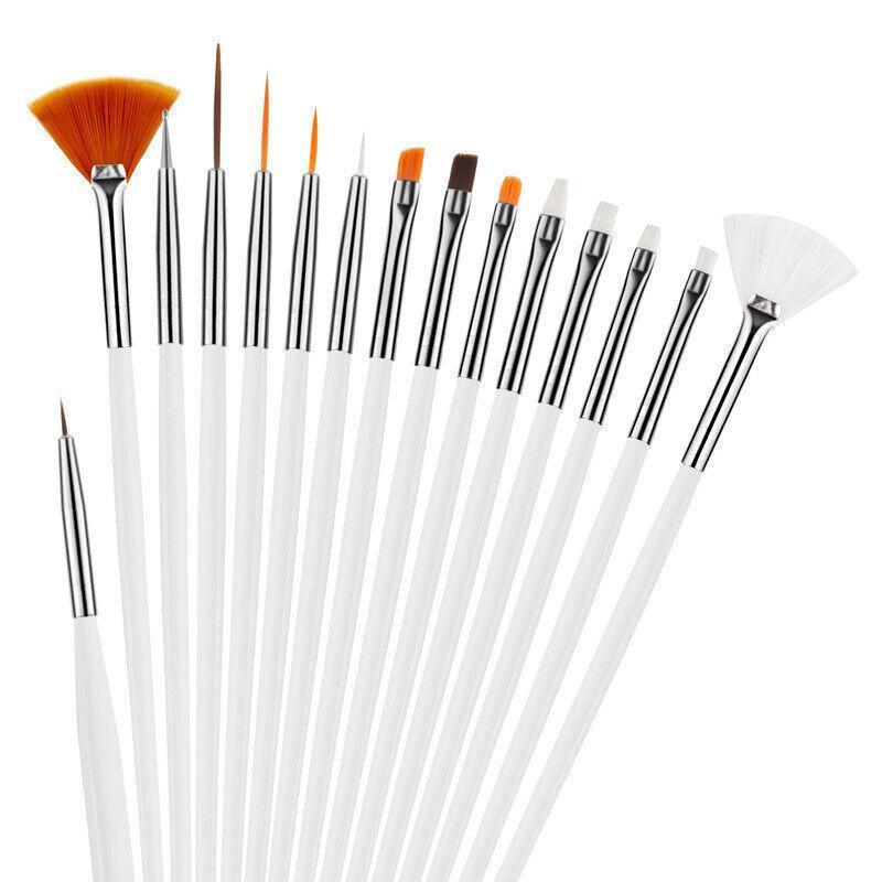 Nail Art Design Brushes Dotting Pen Tool Set Painting Uv Gel Drawing Brush 15Pcs - Pink