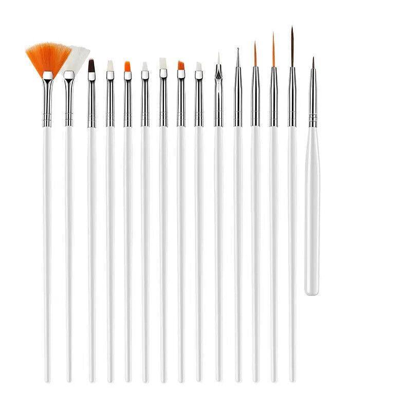 Nail Art Design Brushes Dotting Pen Tool Set Painting Uv Gel Drawing Brush 15Pcs - Pink