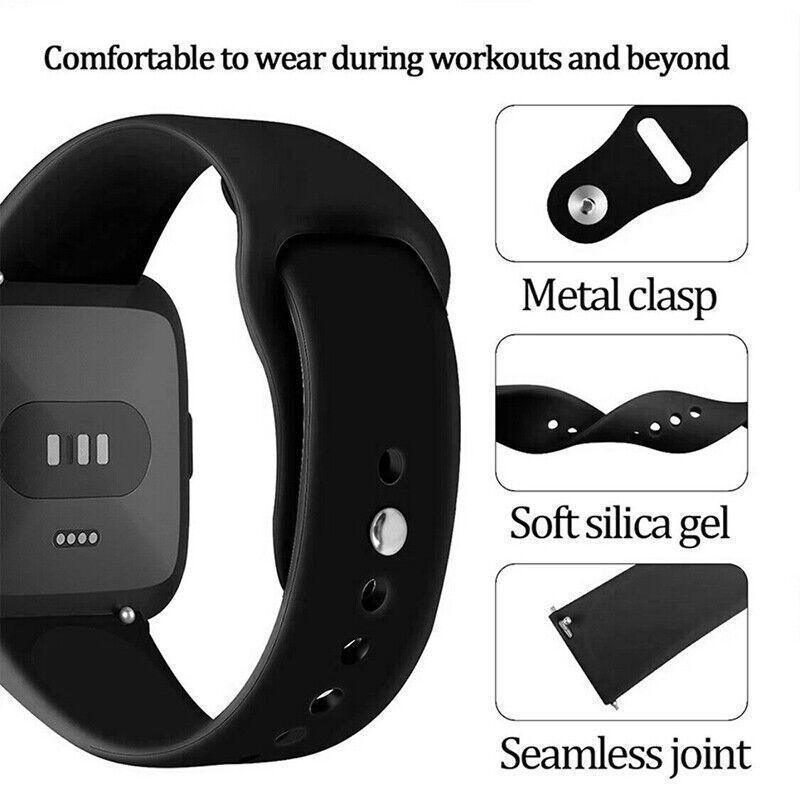 Small Size For Fitbit Versa / Versa Lite Versa2 Replacement Band Silicone Strap Wristband - Black