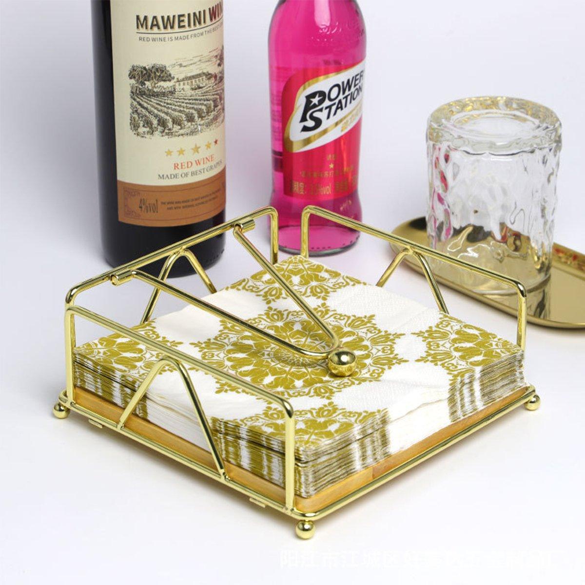 Steel Napkin Holder Serviette Rack Organiser Kitchen Serving Bar 3 Colours - Gold