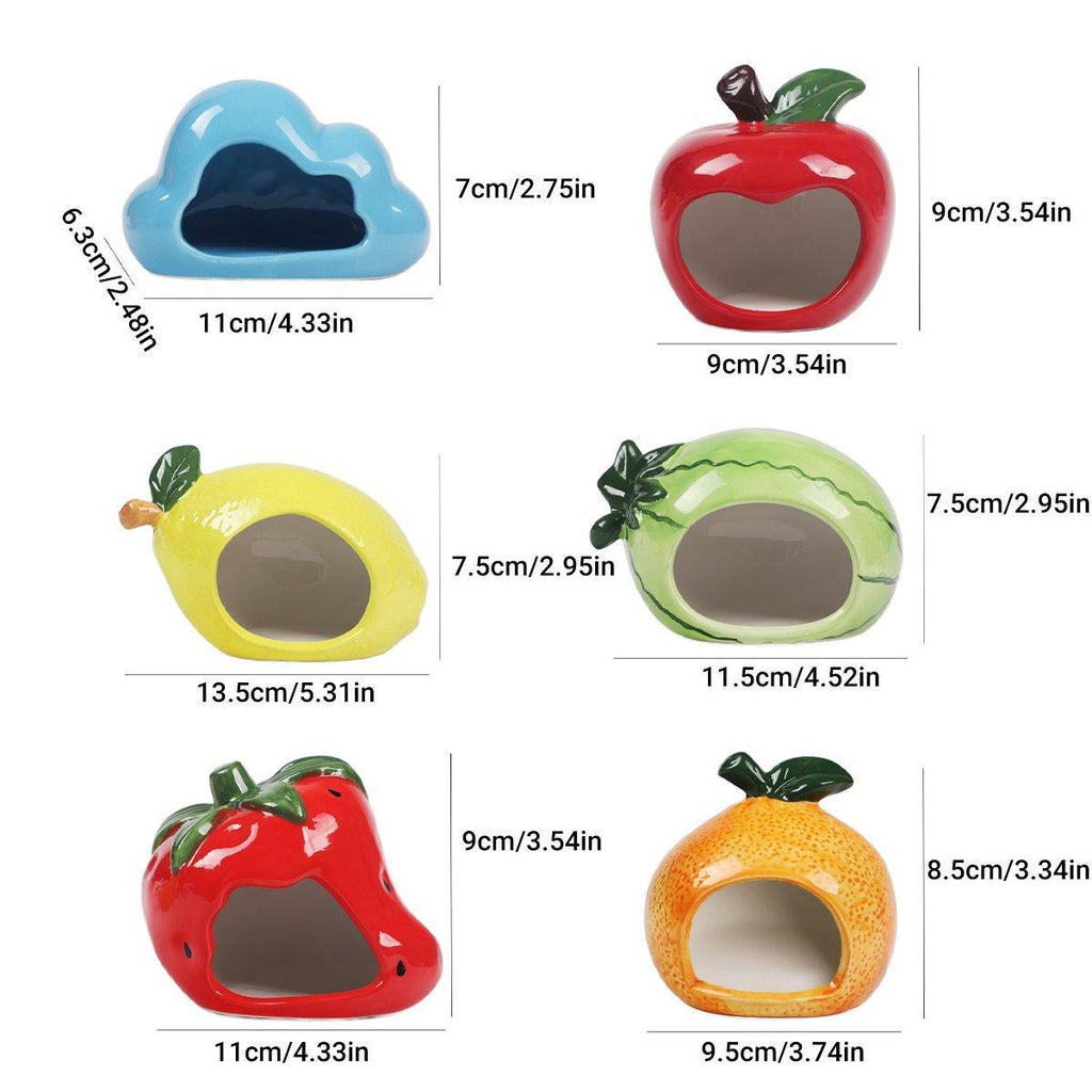 Ceramic Hamster Nest Shelter Landscaping Supplies Small Animal Hideout House - Orange