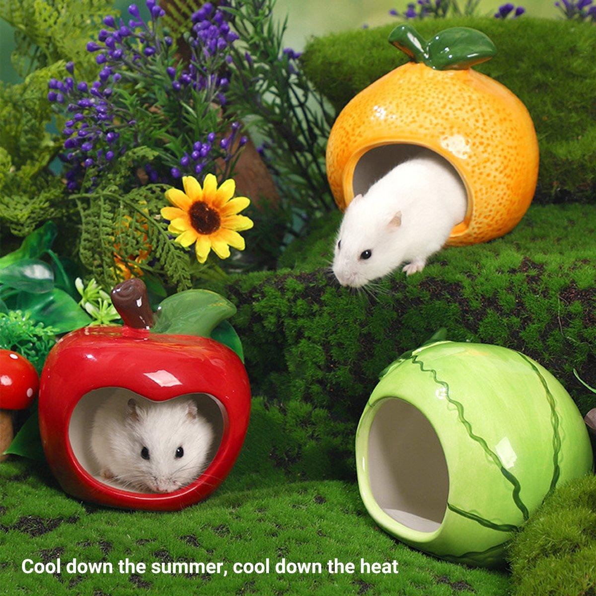 Ceramic Hamster Nest Shelter Landscaping Supplies Small Animal Hideout House - Orange