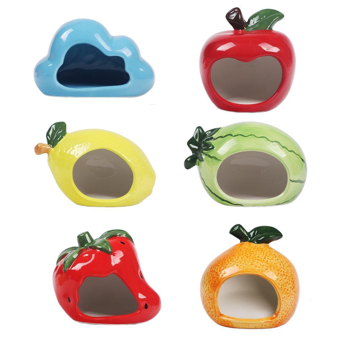 Ceramic Hamster Nest Shelter Landscaping Supplies Small Animal Hideout House - Strawberry