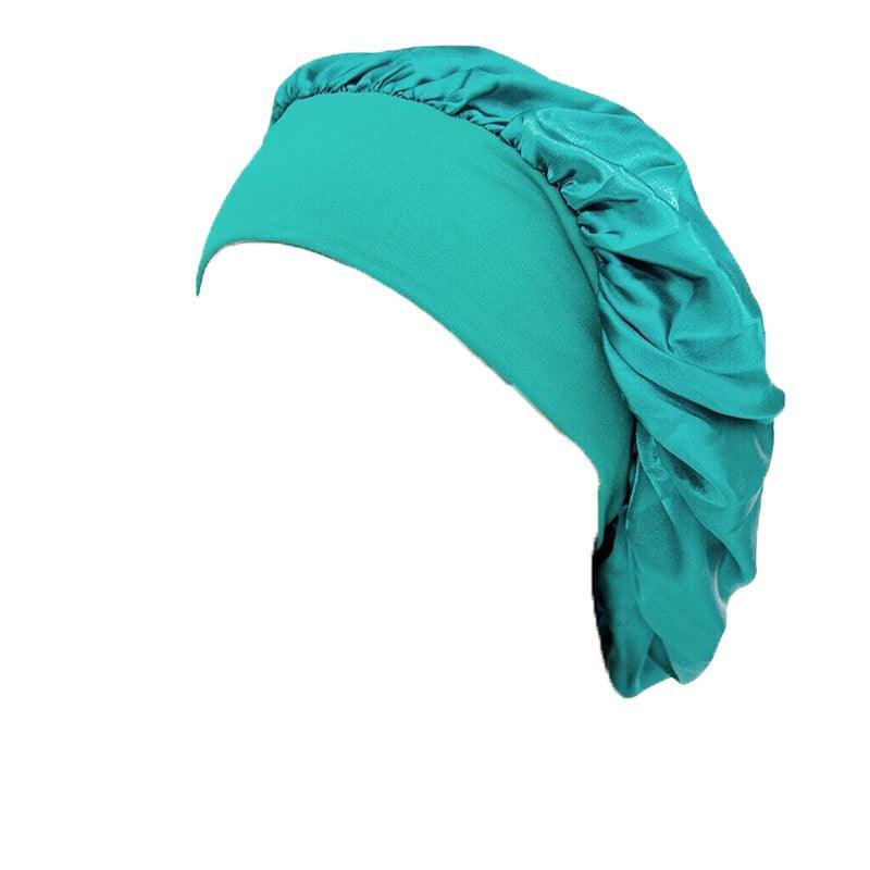 Sleeping Bonnet Hair Wrap Silk Satin Cap Women Elastic Night Soft Hat Headwear - Light Blue