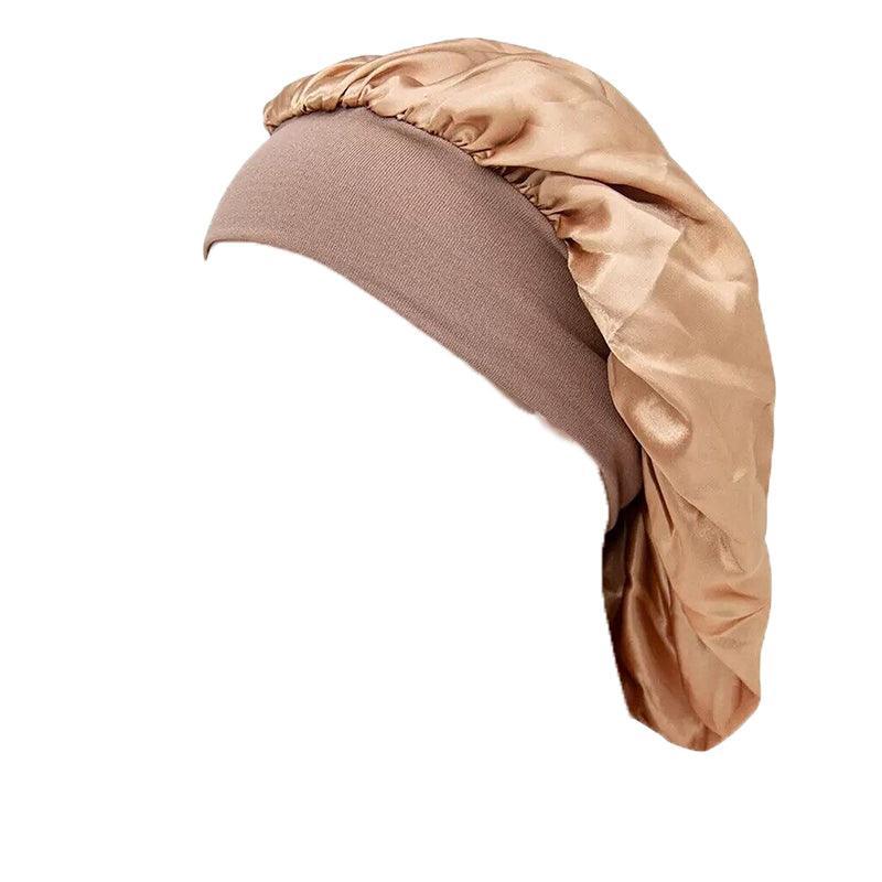 Sleeping Bonnet Hair Wrap Silk Satin Cap Women Elastic Night Soft Hat Headwear - Sky Blue