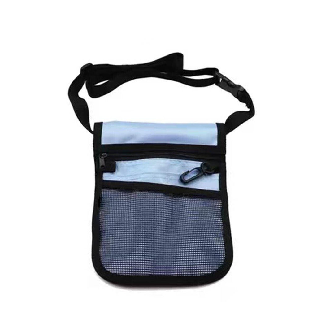 Nurse Pouch Waist Bag Medical Tool Organizer Pocket Belt with Keyring - Light Blue