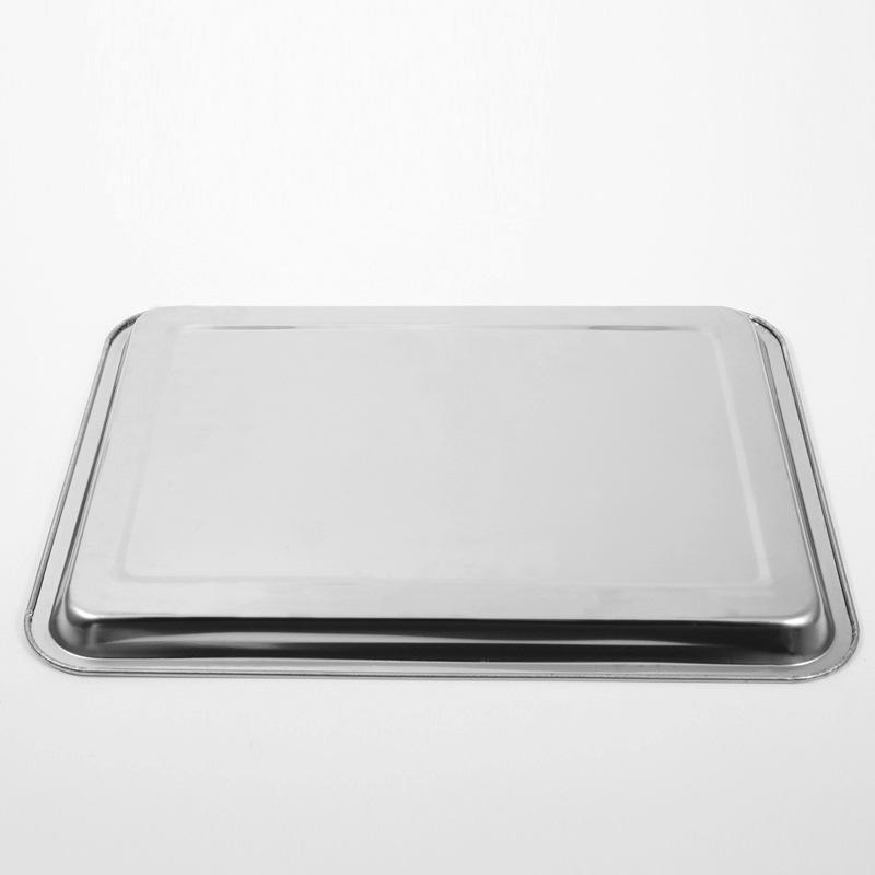 2X Stainless Steel Oblong Tray Plate Serving Tray Silver Dinner Food Kitchenware - 30X40CM