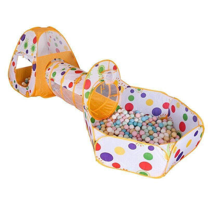 3 in 1 Play Tent Set with Tunnel and Ball Pit for Indoor and Outdoor Fun - 50 PCS Ocean Ball