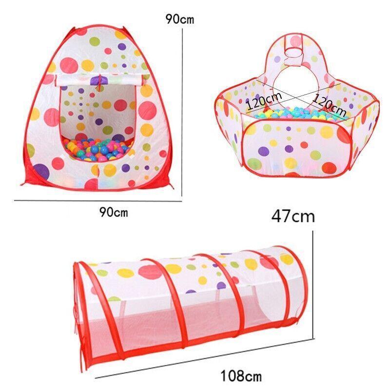 3 in 1 Play Tent Set with Tunnel and Ball Pit for Indoor and Outdoor Fun - Yellow Tent