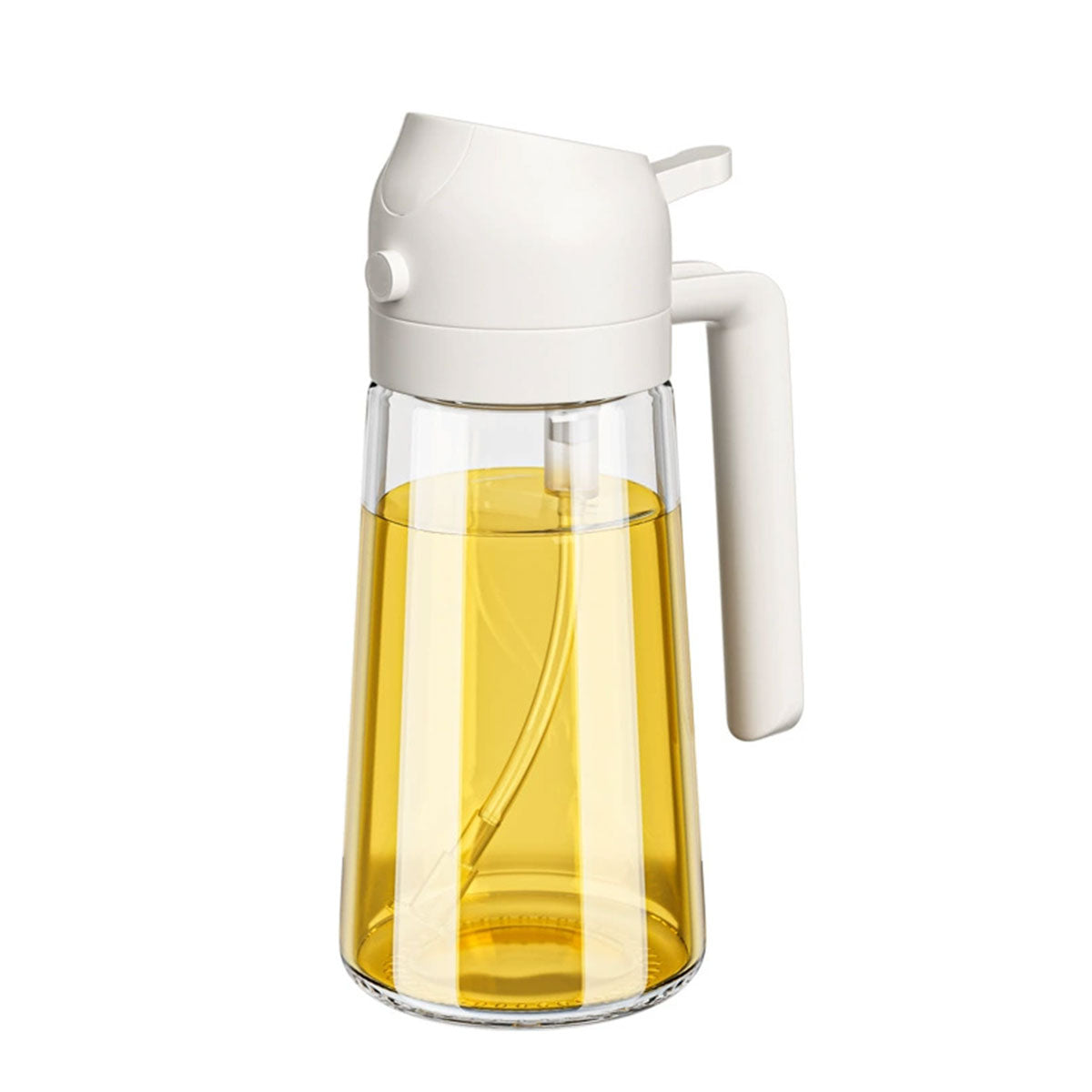 2-in-1 470ml Glass Oil Bottle Spray Pour Automatic Pressure Control Kitchen Tool - Black